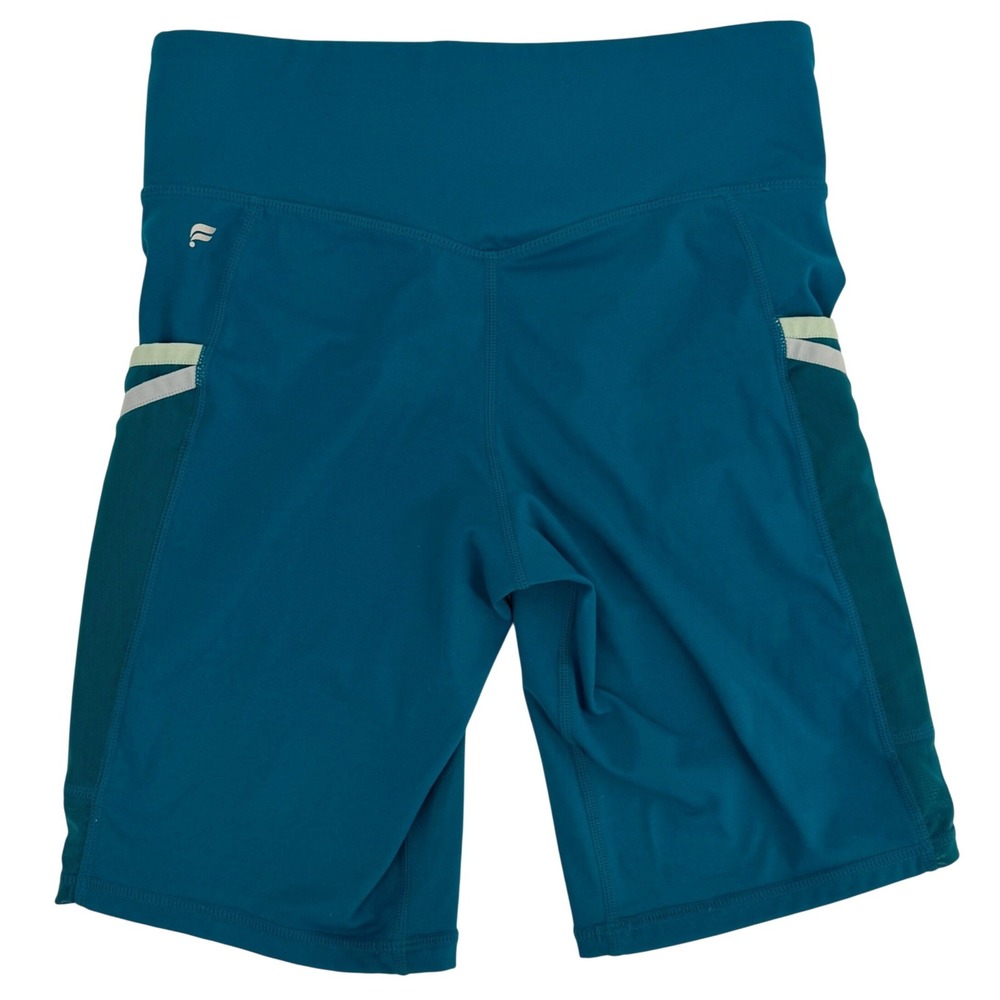 Fabletics Biker Shorts Womens S Teal Blue High Waisted Pockets Athletic - Picture 2 of 7